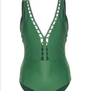 Nicole Miller Green Lattice Swimsuit